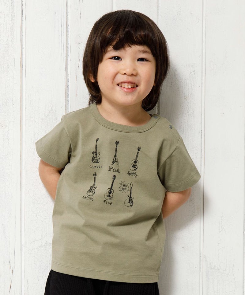 プチプラベビー服ならmoononnonがおすすめ！綿100％ギタープリント楽器シリーズTシャツ