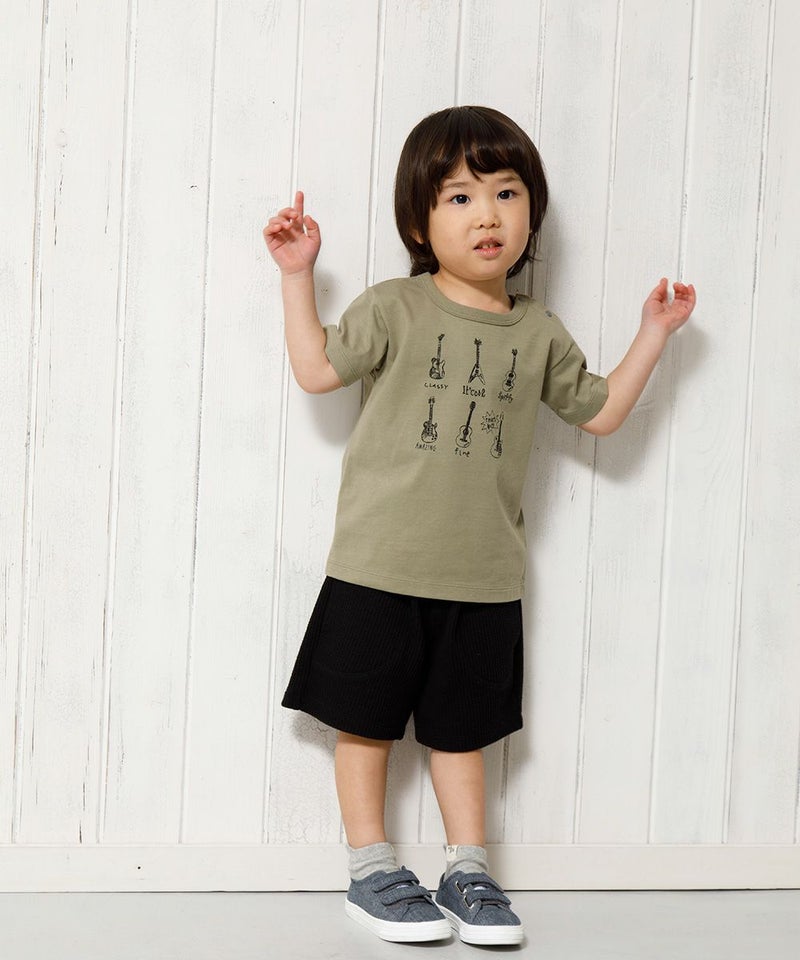 プチプラベビー服ならmoononnonがおすすめ！綿100％ギタープリント楽器シリーズTシャツ