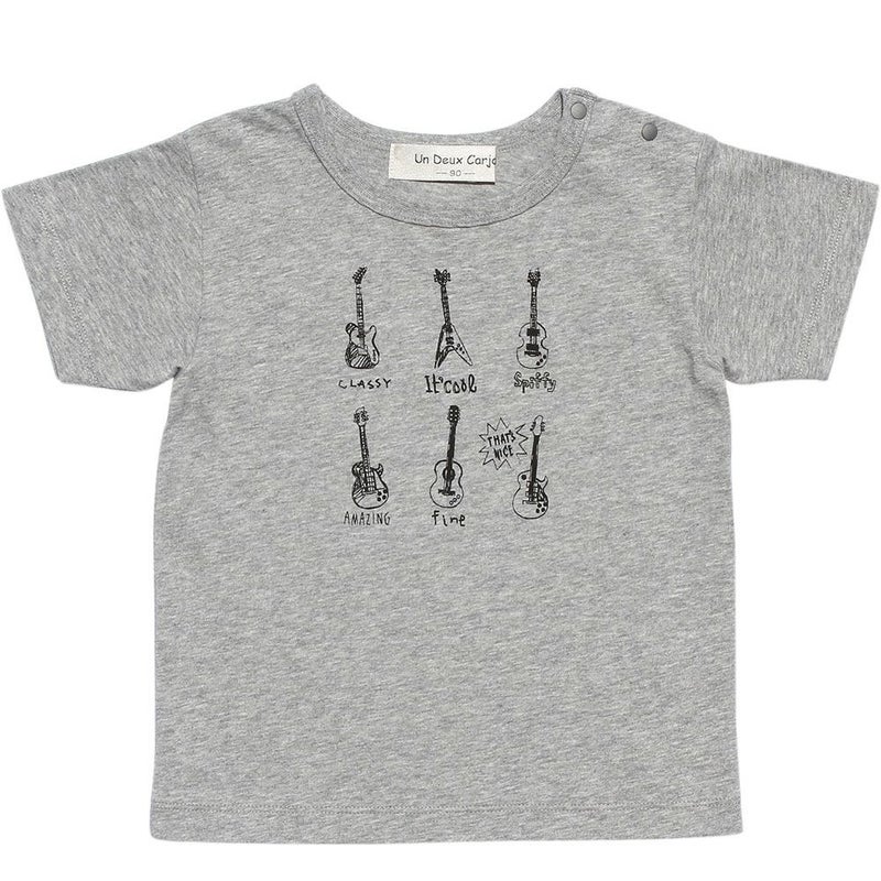 プチプラベビー服ならmoononnonがおすすめ!綿100%ギタープリント楽器シリーズTシャツ