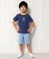 子供服 男の子 綿100％ヨットプリントマリンTシャツ ネイビー(06) モデル画像全身