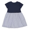 子供服 女の子 ボーダー柄リボン付きドッキングワンピース ネイビー(06) 背面