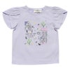 ベビー服 女の子 ベビーサイズ綿100％チューリップ袖オープンカフェイラストTシャツ パープル(91) 正面