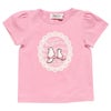 ベビー服 女の子 ベビーサイズ綿100％ネコアップリケつきTシャツ ピンク(02) 正面