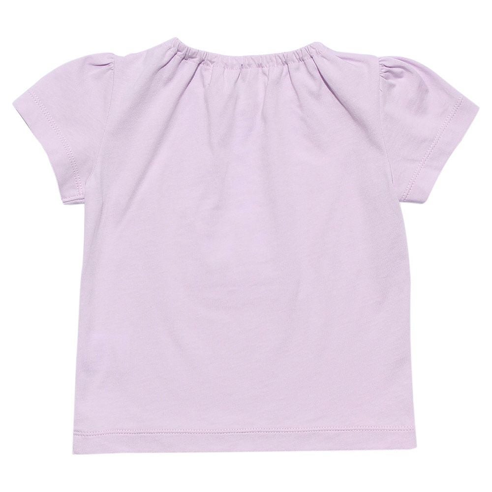 ベビー服 女の子 ベビーサイズ綿100％ネコアップリケつきTシャツ パープル(91) 背面