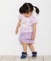 ベビー服 女の子 ベビーサイズ綿100％ネコアップリケつきTシャツ パープル(91) モデル画像4