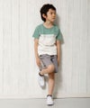 子供服 男の子 綿100％ロゴプリントTシャツ グリーン(08) モデル画像2