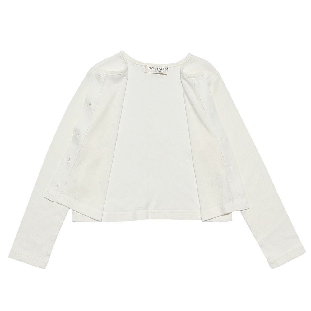 子供服 女の子 綿100％ハート柄カーディガン オフホワイト(11) デザインポイント1