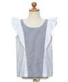 子供服 女の子 ストライプ柄フリル付きTシャツ オフホワイト(11) トルソー正面