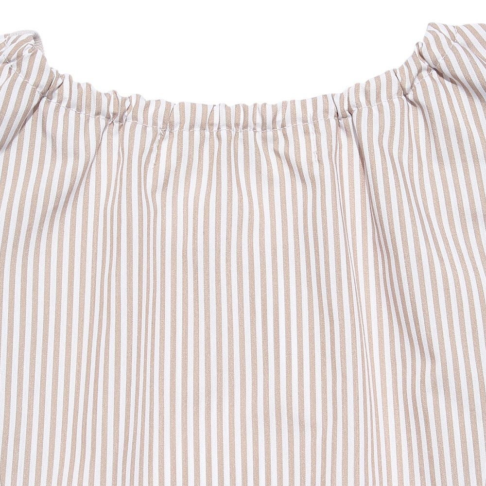 子供服 女の子 ストライプ柄フリル付きTシャツ ベージュ(51) デザインポイント2