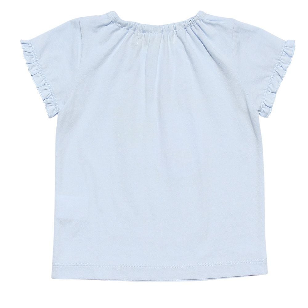 ベビー服 女の子 ベビーサイズ綿100％ドレッサー＆猫プリントフリルつきTシャツ ブルー(61) 背面