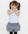 ベビー服 女の子 ベビーサイズ綿100％ドレッサー＆猫プリントフリルつきTシャツ ブルー(61) モデル画像3