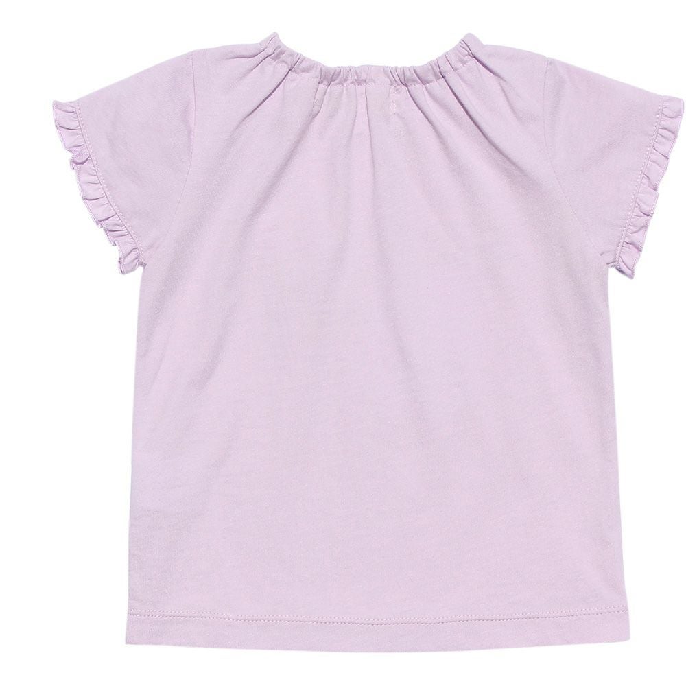 ベビー服 女の子 ベビーサイズ綿100％ドレッサー＆猫プリントフリルつきTシャツ パープル(91) 背面