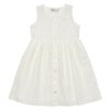 子供服 女の子 ストライプ織り音符刺繍裏地付きワンピース アイボリー(12) 正面