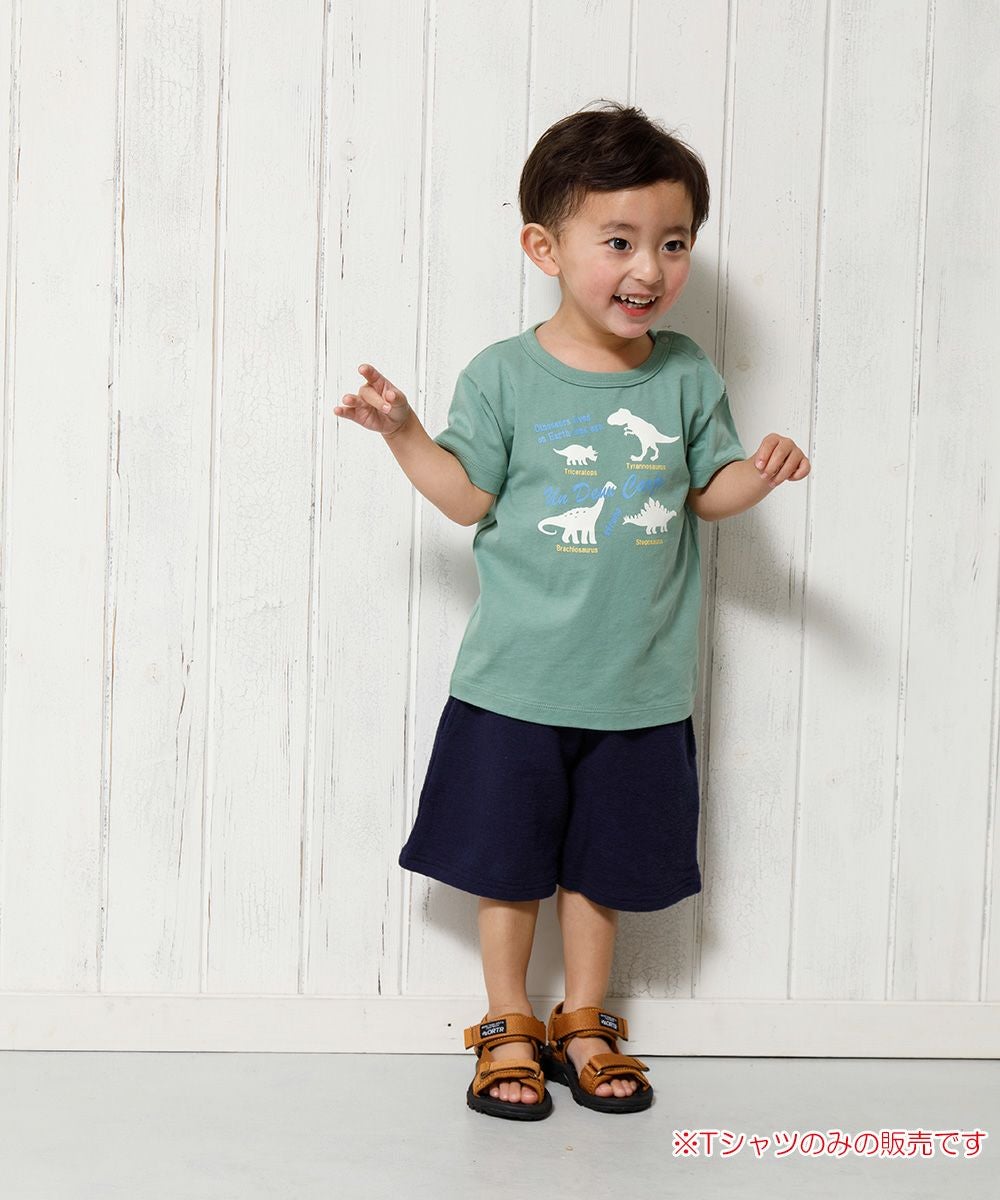 ベビー服 男の子 綿100％ベビーサイズ動物シリーズ恐竜プリント グリーン(08) モデル画像全身