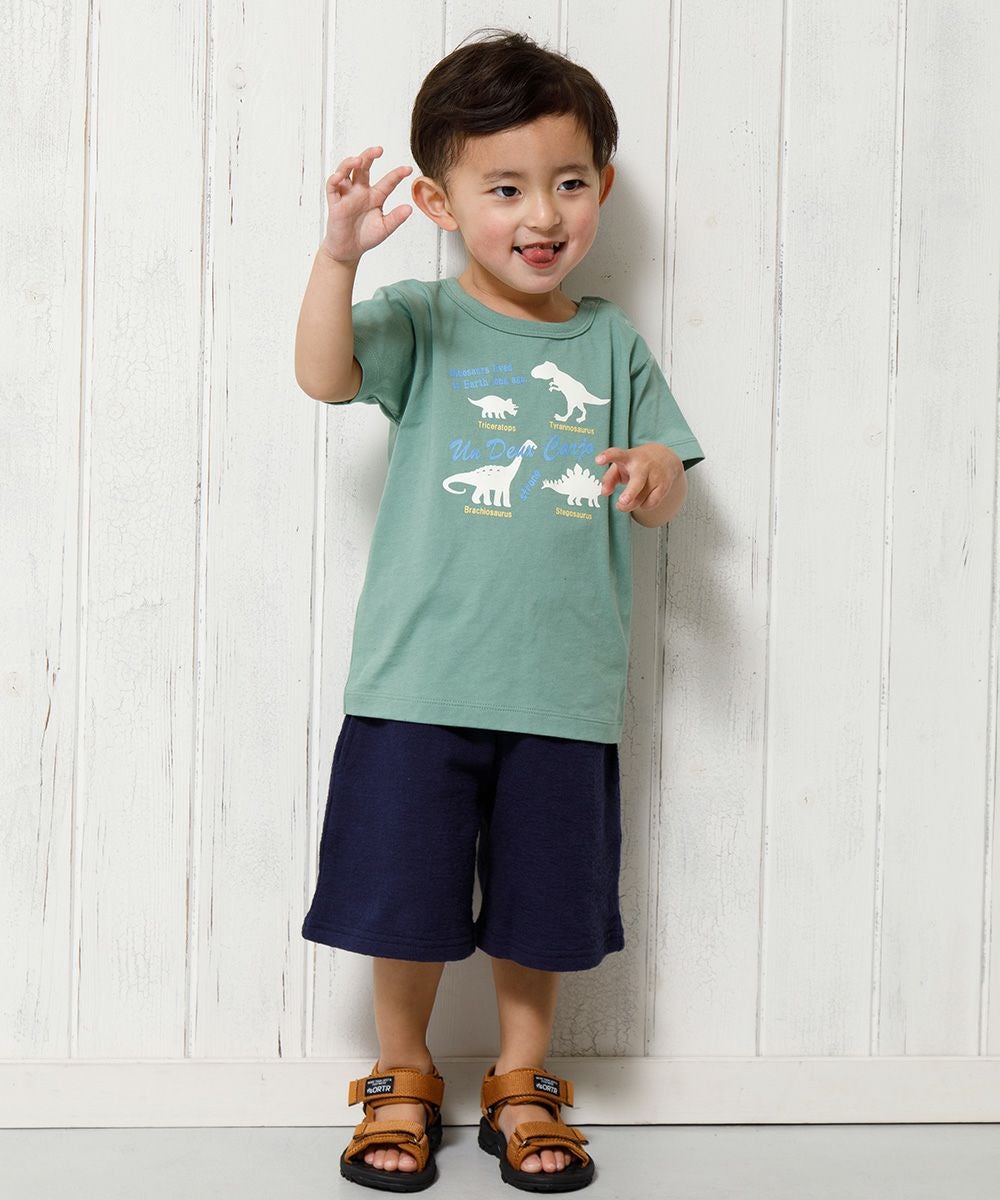 ベビー服 男の子 綿100％ベビーサイズ動物シリーズ恐竜プリント グリーン(08) モデル画像2