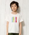 子供服 男の子 楽器シリーズ綿100％ロゴプリントTシャツ アイボリー(12) モデル画像アップ