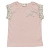 子供服 女の子 綿100％花柄リボンつき袖プリーツデザインTシャツ ベージュ(51) 正面