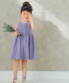 子供服 女の子 綿100％音符刺繍ギャザーワンピース パープル(91) モデル画像3