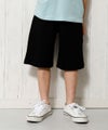 子供服 男の子 変わり編みゆったりシルエットハーフパンツ ブラック(00) モデル画像アップ
