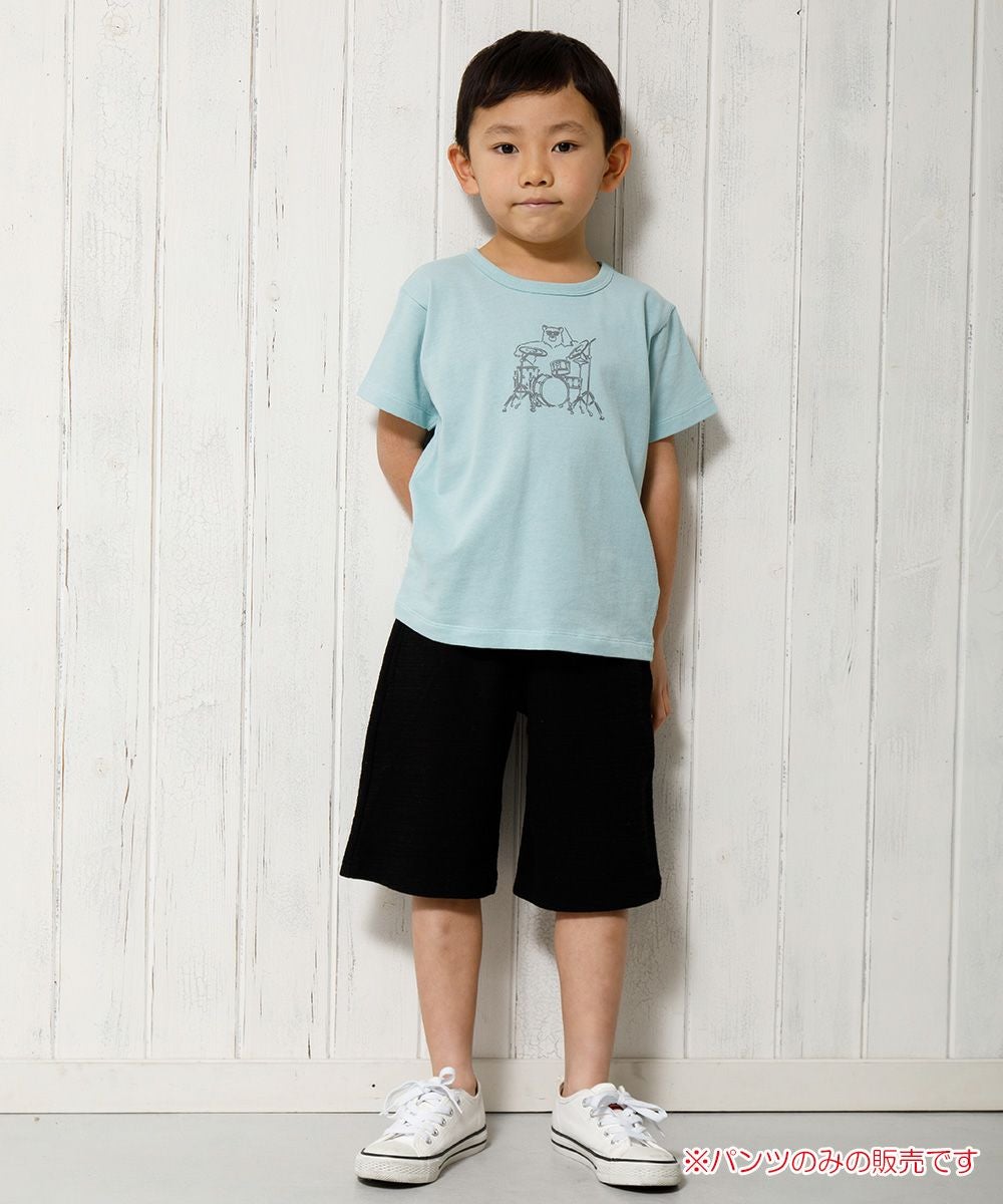 子供服 男の子 変わり編みゆったりシルエットハーフパンツ ブラック(00) モデル画像全身