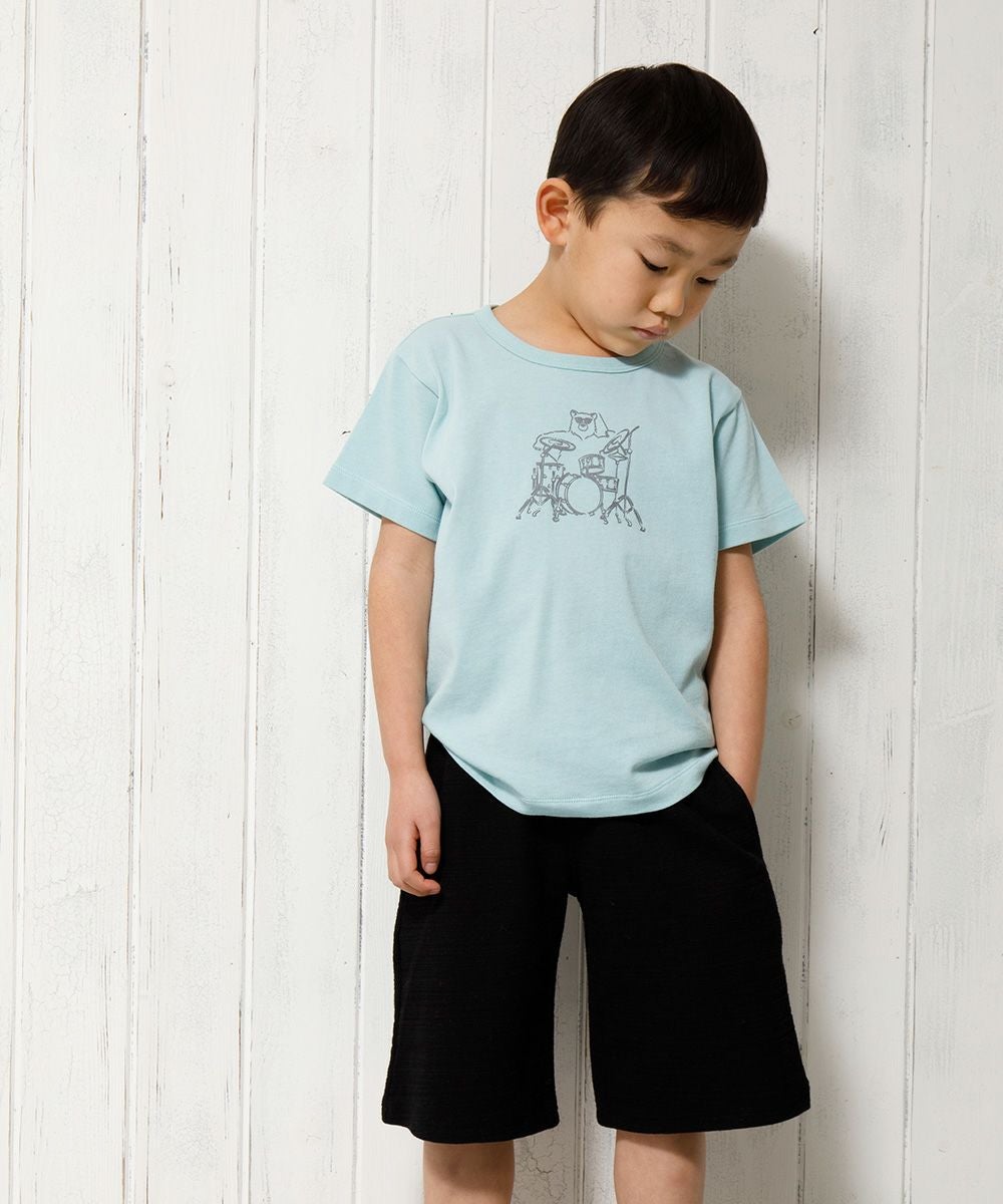 子供服 男の子 変わり編みゆったりシルエットハーフパンツ ブラック(00) モデル画像2