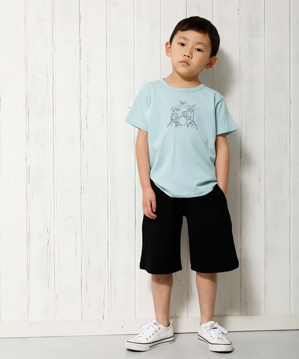 子供服 男の子 変わり編みゆったりシルエットハーフパンツ ブラック(00) モデル画像3