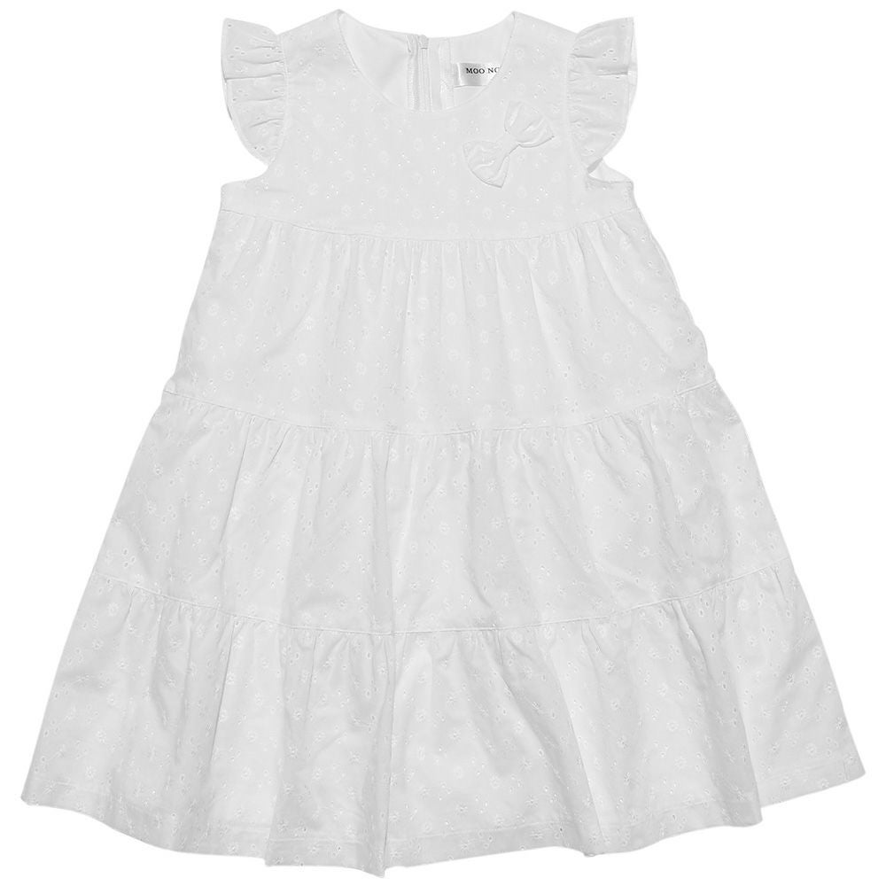 子供服 女の子 日本製綿100％花柄レース裏地付きワンピース オフホワイト(11) 正面