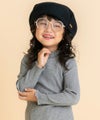 子供服 女の子 無地リブ生地インナーハイネックTシャツ ブラック(00) デザインポイント2