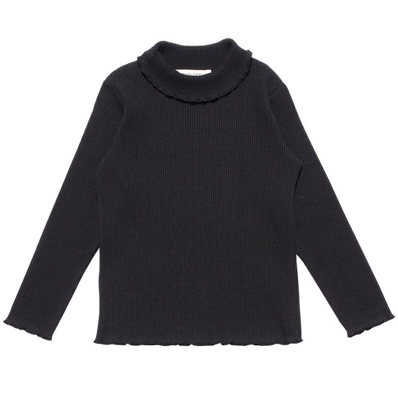 【女の子】小学生におすすめのおしゃれなプチプラ子供服 無地リブ生地インナーハイネックTシャツ