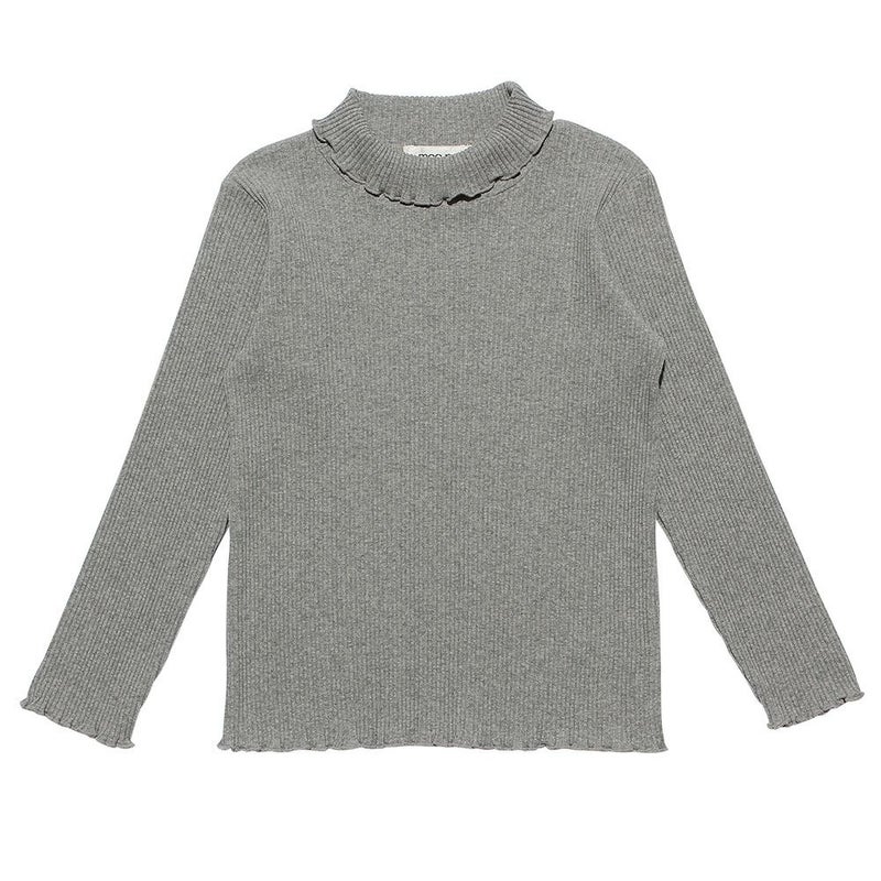 【女の子】小学生におすすめのおしゃれなプチプラ子供服 無地リブ生地インナーハイネックTシャツ