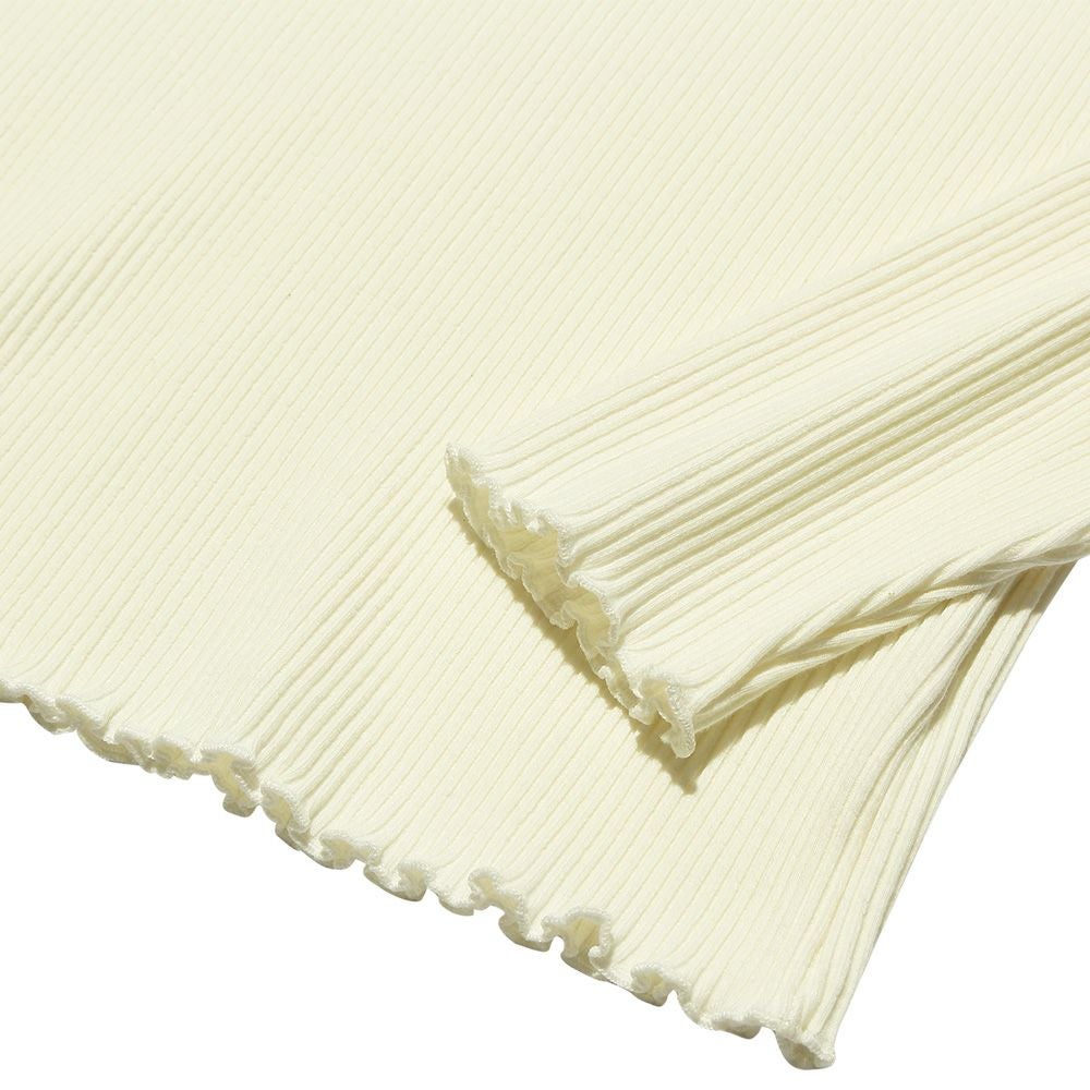 子供服 女の子 無地リブ生地インナーハイネックTシャツ パープル(91) 正面