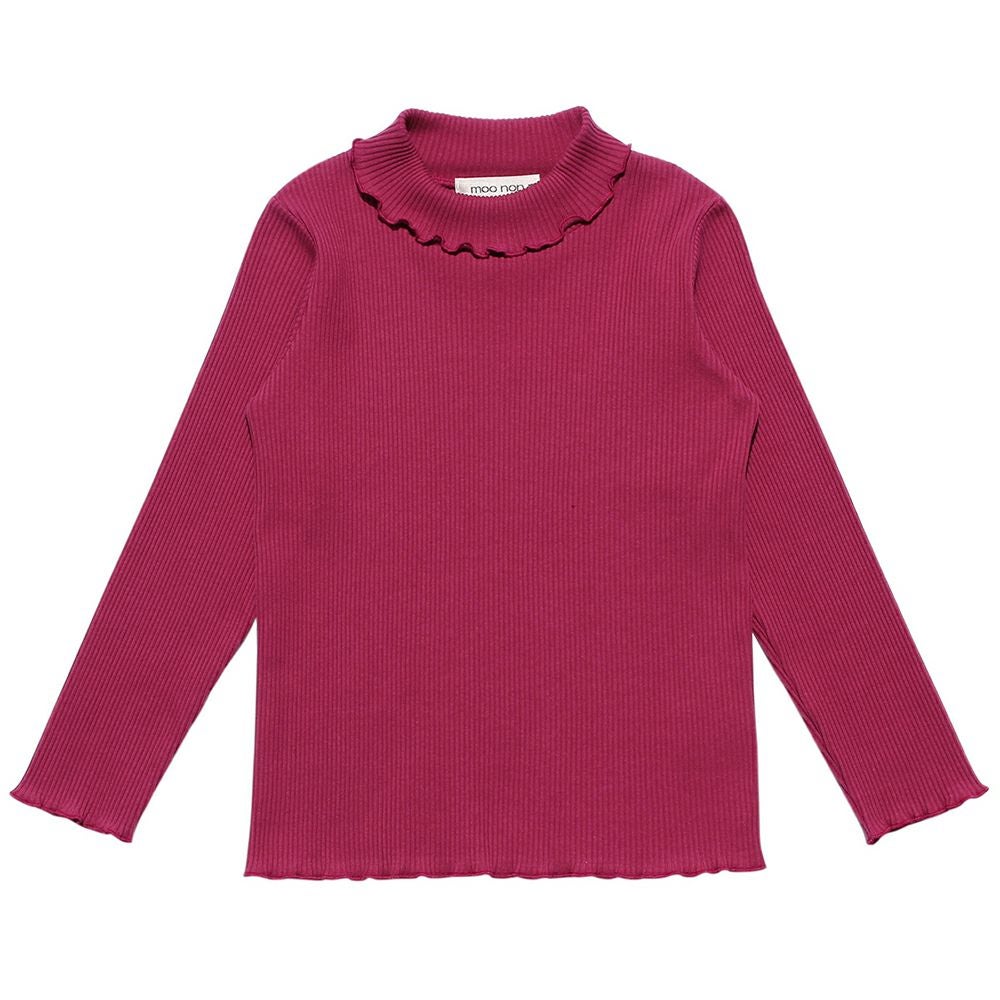 子供服 女の子 無地リブ生地インナーハイネックTシャツ パープル(91) 背面