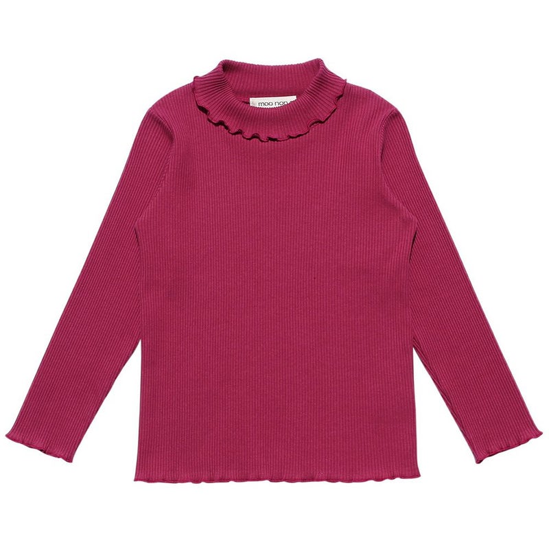 【女の子】小学生におすすめのおしゃれなプチプラ子供服 無地リブ生地インナーハイネックTシャツ