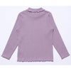 子供服 女の子 無地リブ生地インナーハイネックTシャツ パープル(91) モデル画像1