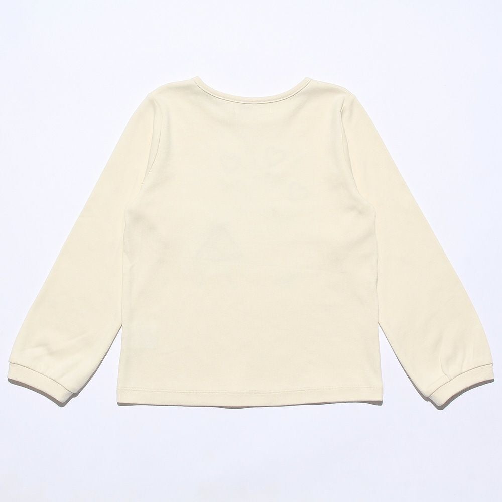 子供服 女の子 綿100％女の子モチーフ＆チェック柄ハート＆音符Tシャツ アイボリー(12) 背面