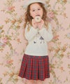 子供服 女の子 綿100％女の子モチーフ＆チェック柄ハート＆音符Tシャツ アイボリー(12) モデル画像3