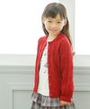子供服 女の子 ケーブル編みニットカーディガン レッド(03) モデル画像1