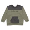 子供服 男の子 ロゴプリント＆カンガルーポケット裏毛トレーナー カーキ(82) 正面