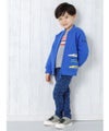 子供服 男の子 電車プリント乗り物シリーズ毛ジップアップジャケット ブルー(61) モデル画像全身