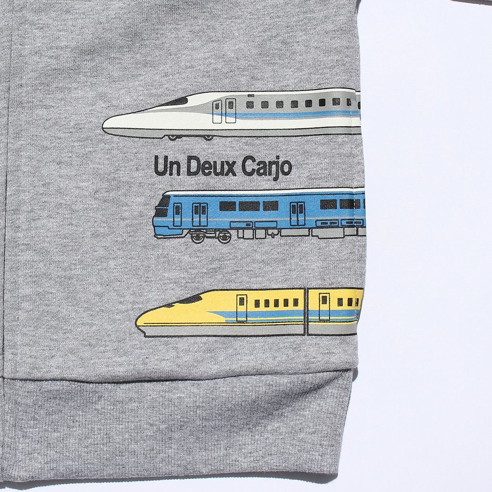 子供服 男の子 電車プリント乗り物シリーズ毛ジップアップジャケット 杢ｸﾞﾚｰ(92) デザインポイント1