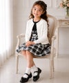 子供服 女の子 日本製チェック柄リボン付きワンピース ホワイト×ブラック(10)