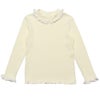 子供服 女の子 綿100％レース付きタートルネックTシャツ オフホワイト(11) 正面