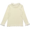 子供服 女の子 綿100％レース付きタートルネックTシャツ オフホワイト(11) 背面