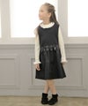 子供服 女の子 綿100％レース付きタートルネックTシャツ オフホワイト(11) モデル画像全身