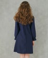 子供服 女の子 日本製レース切り替えリボン付きワンピース ネイビー(06) モデル画像