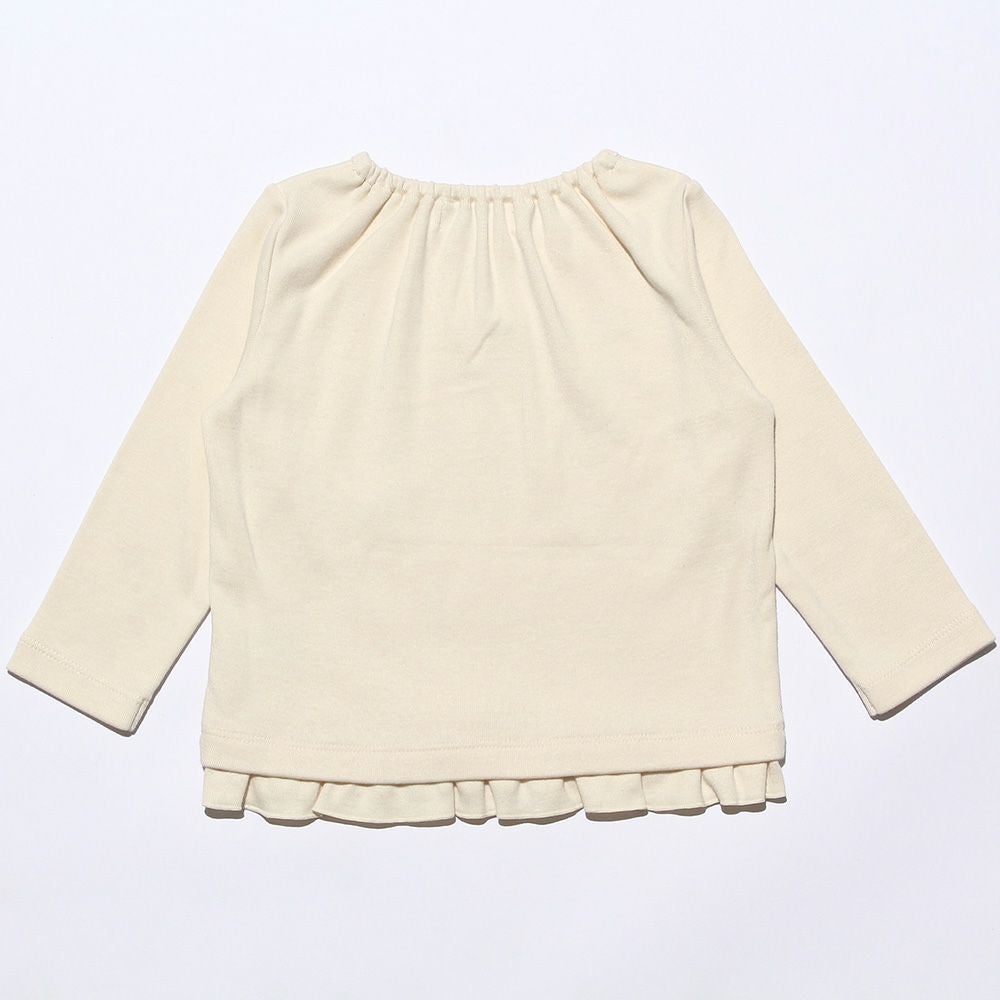 ベビー服 女の子 ベビーサイズリボン＆お花モチーフ＆フリル付きロゴプリントTシャツ アイボリー(12) 背面