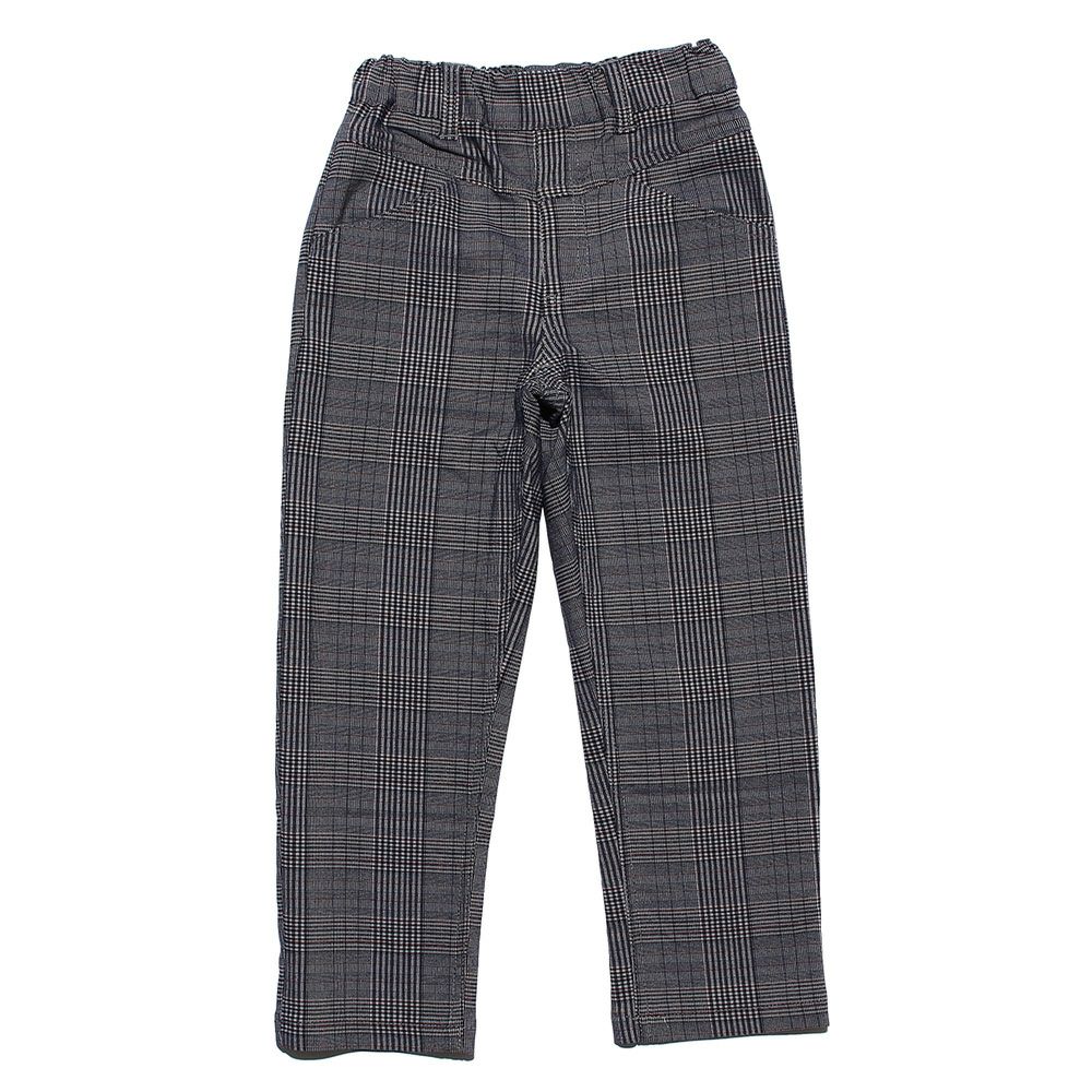 ベビー服 男の子 チェック柄あったか裏起毛フルレングスストレッチパンツ ブルー(61) 正面