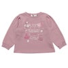 ベビー服 女の子 ベビーサイズ音符＆ロゴプリントバレエモチーフつき裏毛トレーナー ピンク(02) 正面