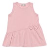 ベビー服 女の子 ベビーサイズリボン付き微起毛素材ワンピース ピンク(02) 正面