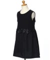 ベビー服 女の子 リボン付きギャザー異素材切り替えドッキングワンピース ブラック(00) トルソー斜め